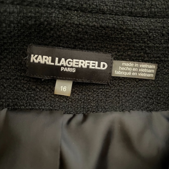 Karl Lagerfeld NWOT Vegan Blazer / Jacket with Faux leather Trim - Picture 9 of 11
